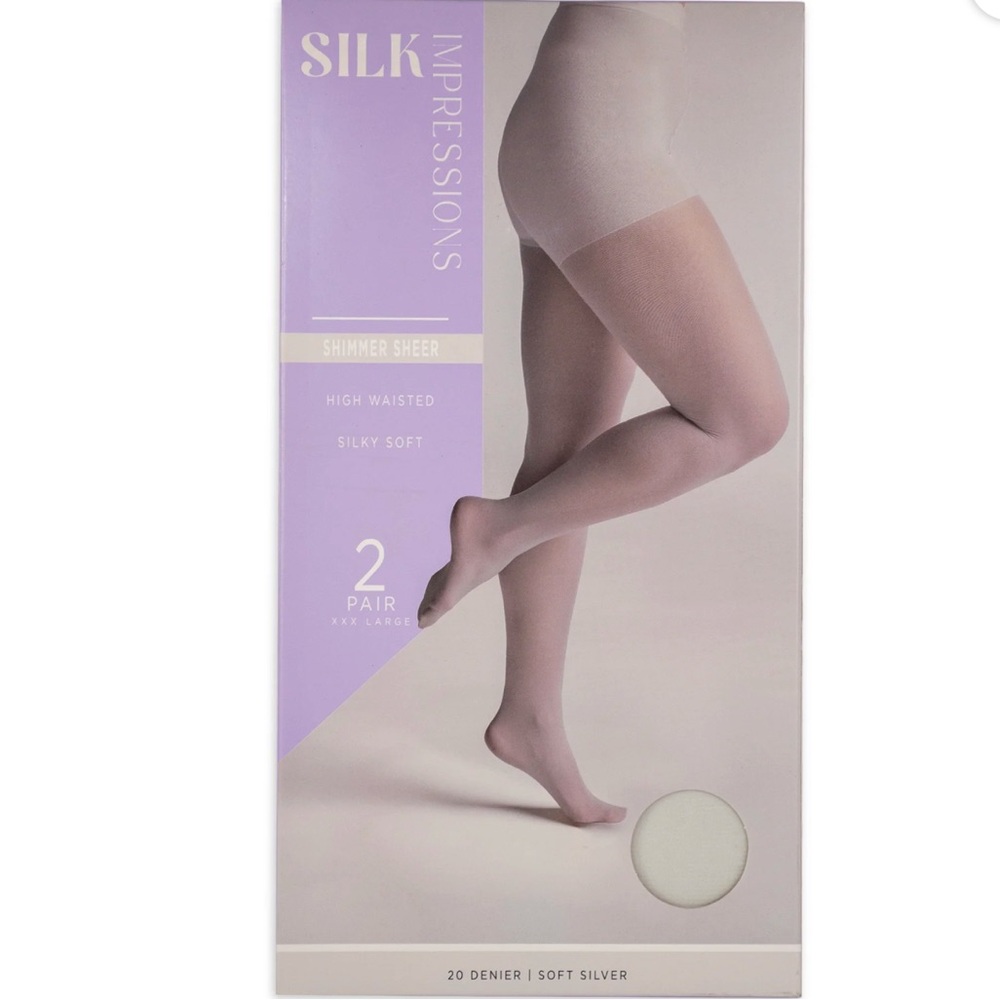 Silk Impressions Shimmer Sheer Pantyhose for Women, 20 Denier Sheer, 2-Pack